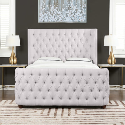 Ballina Luxury Bed Frame Velvet Upholstered Button Tufted- Wingback Style White KING
