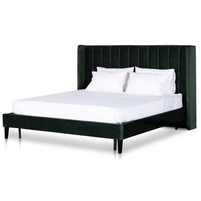 Queen Bed Frame - Forest Green Velvet