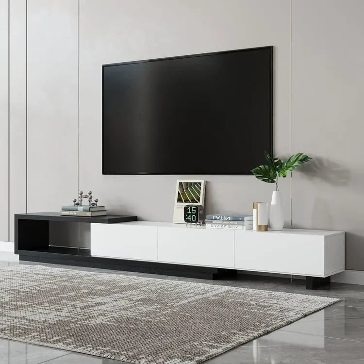 Kaylara Versatile Extendable TV Unit Black and White Furniture valley