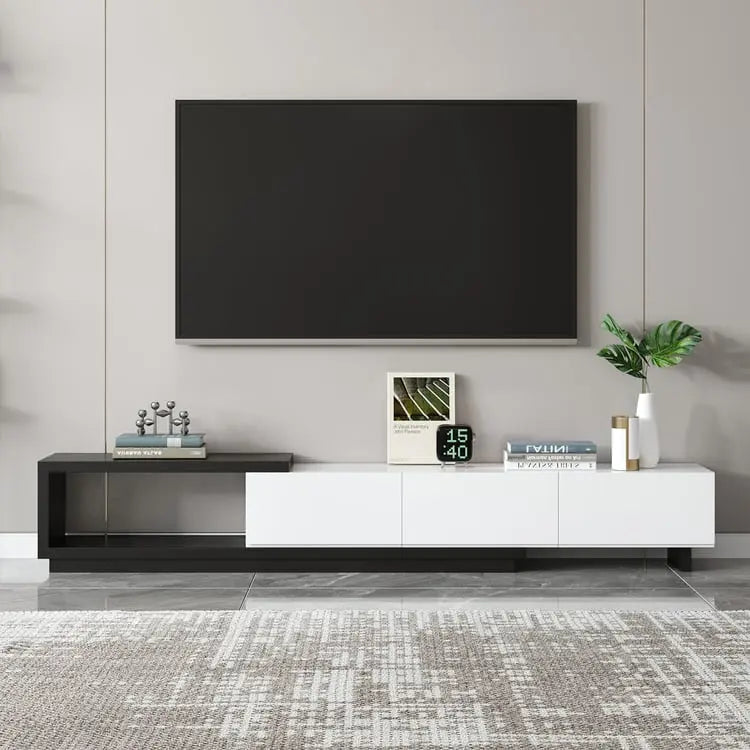 Kaylara Versatile Extendable TV Unit Black and White Furniture valley