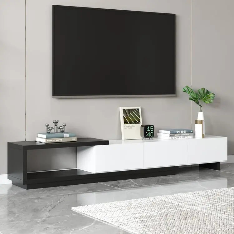 Kaylara Versatile Extendable TV Unit Black and White Furniture valley