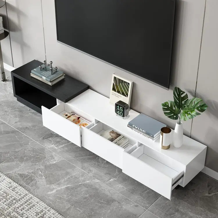 Kaylara Versatile Extendable TV Unit Black and White Furniture valley
