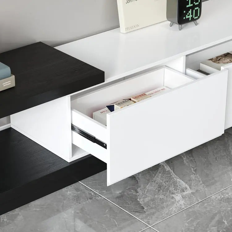 Kaylara Versatile Extendable TV Unit Black and White Furniture valley