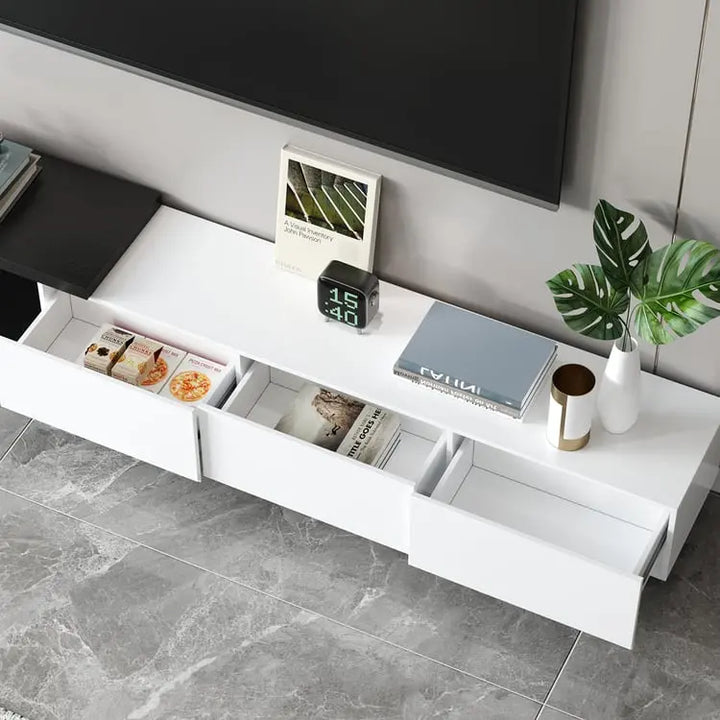 Kaylara Versatile Extendable TV Unit Black and White Furniture valley