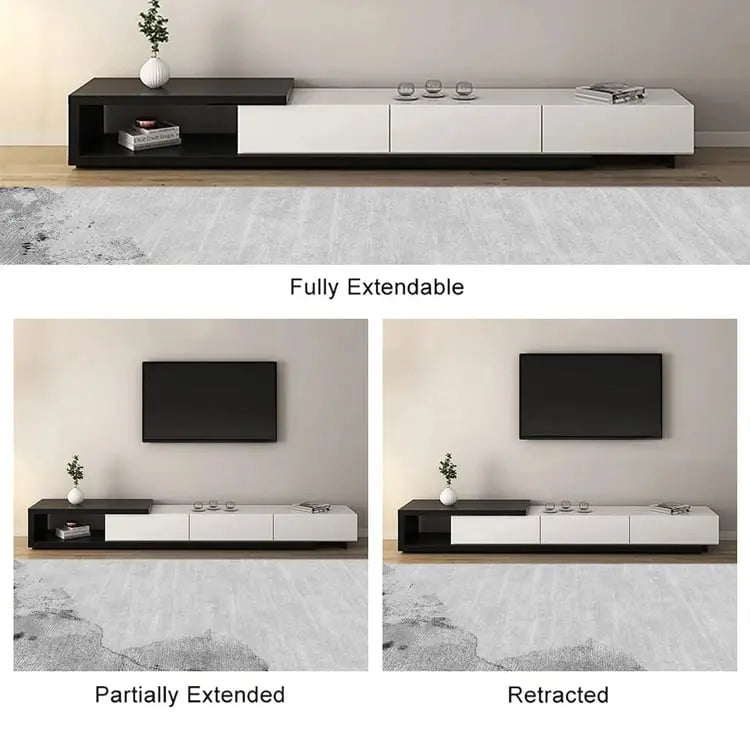 Kaylara Versatile Extendable TV Unit Black and White Furniture valley