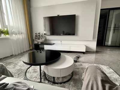 Kaylara Versatile Extendable TV Unit Black and White Furniture valley