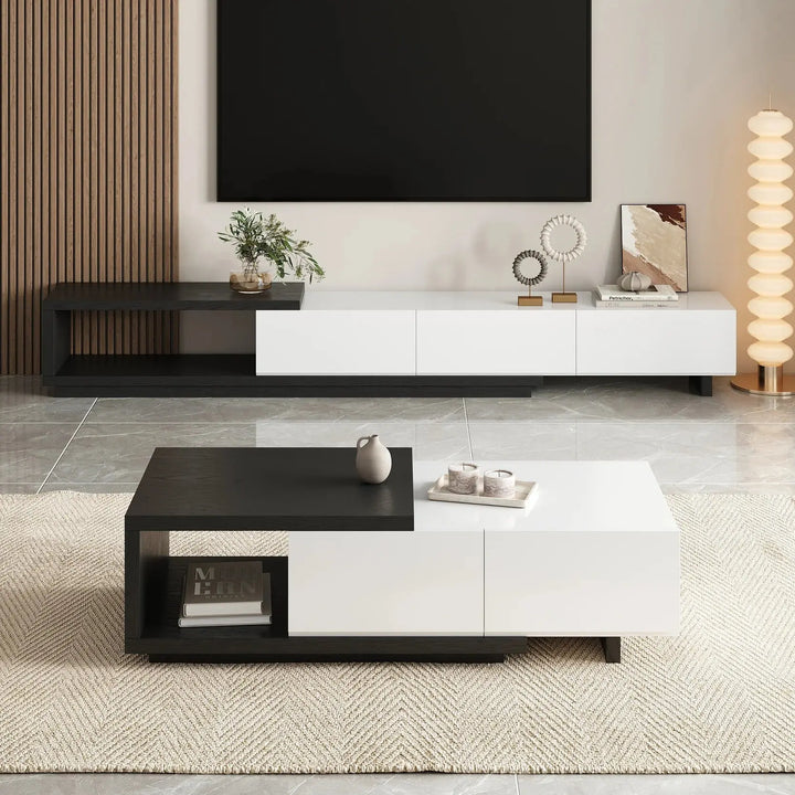 Kaylara Versatile Extendable TV Unit Black and White
