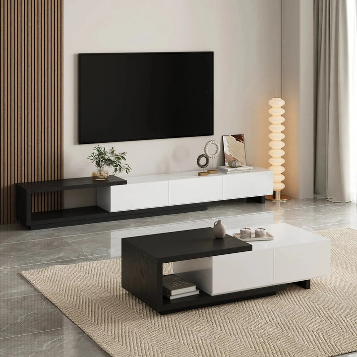 Kaylara Versatile Extendable TV Unit Black and White