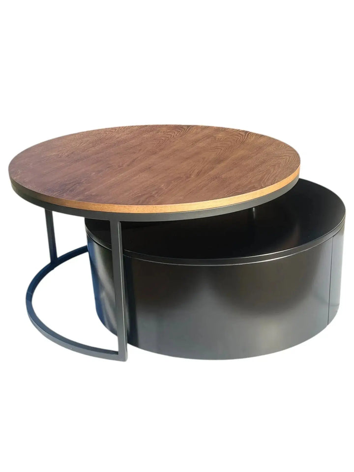 Krater Coffee Table Black and Walnut Furniture Valley