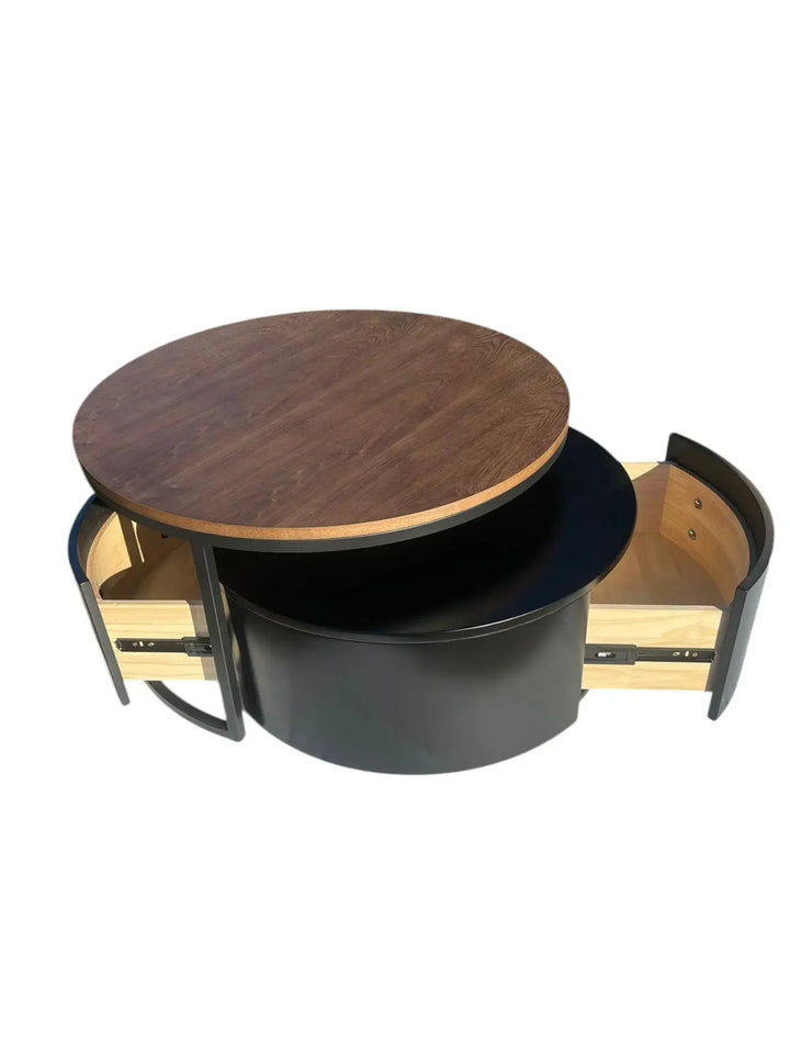 Krater Coffee Table Black and Walnut Furniture Valley