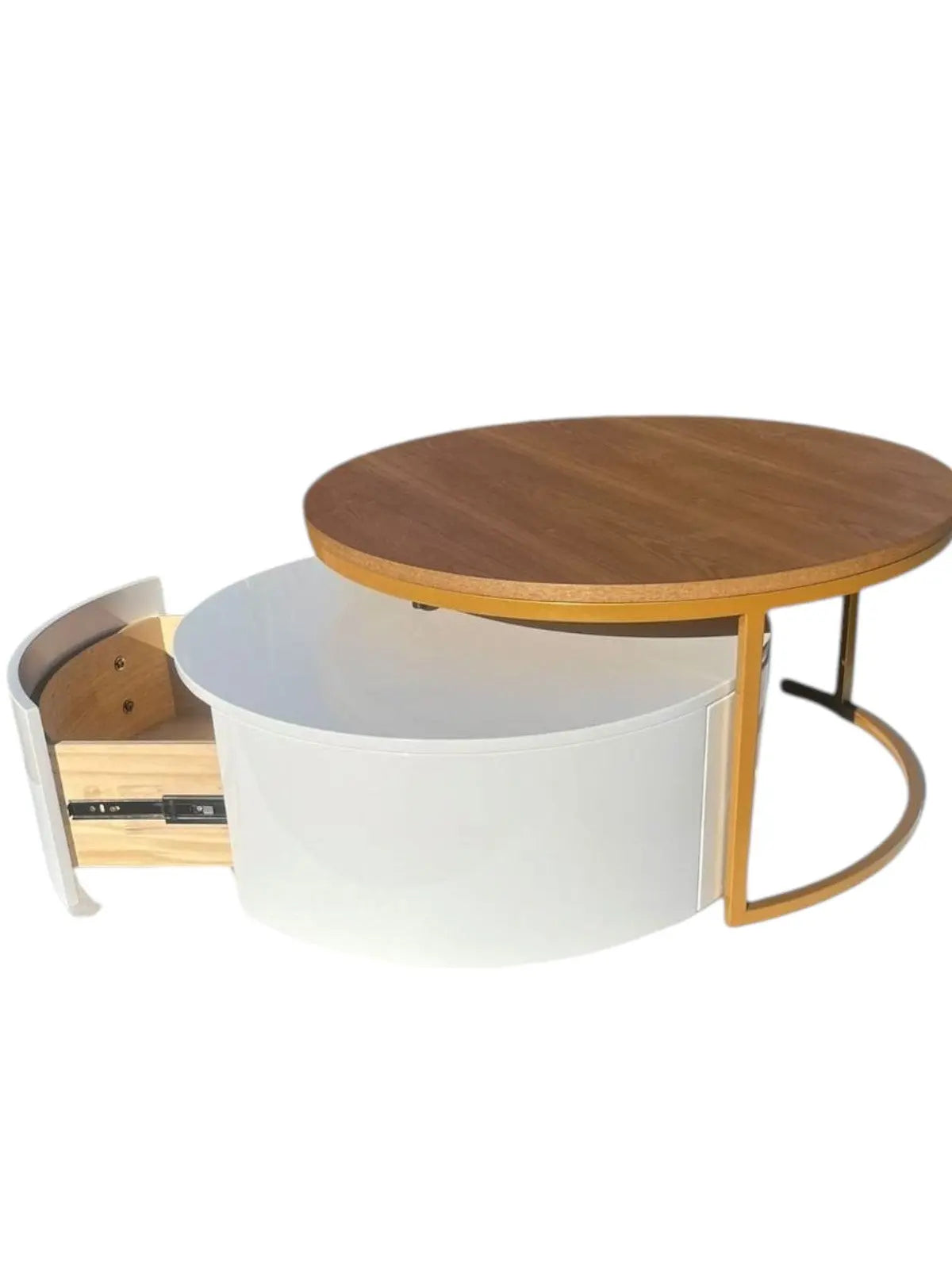 Krater Coffee Table White and Wood Furniture Valley