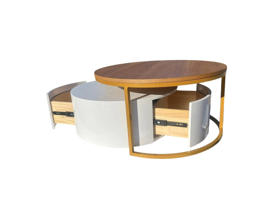 Krater Coffee Table White and Wood – Modern Luxury Furniture – Furniture Valley Australia