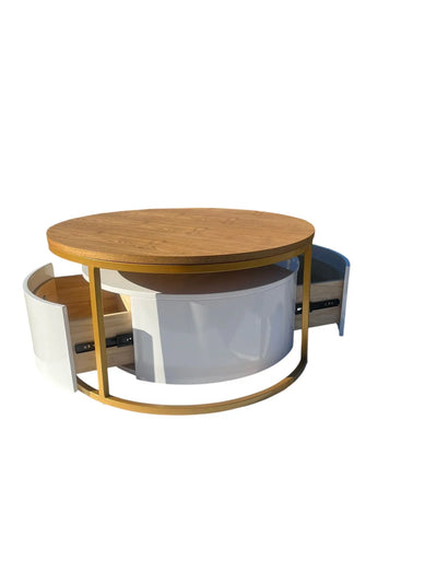 Krater Coffee Table White and Wood Furniture Valley