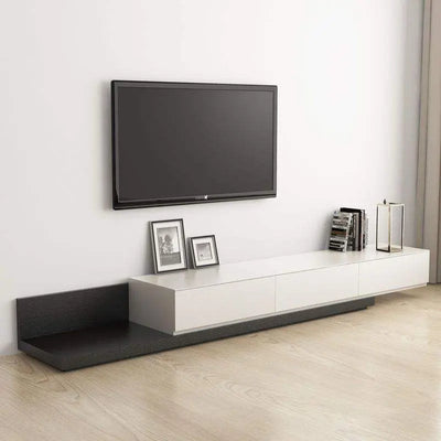 Krater Rectangle Extendable TV Unit  Media Console  Black and White Furniture Valley