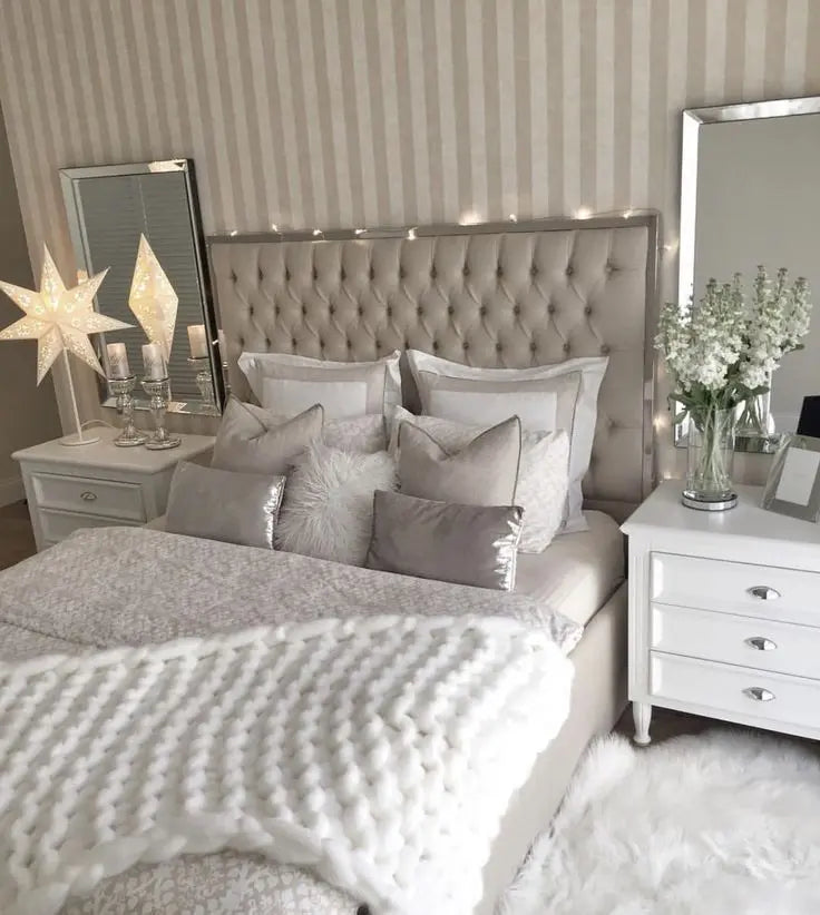 Libano Luxurious Linen Upholstered Bed Frame – Beige Furniture Valley