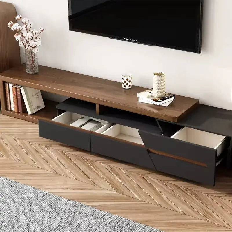 Modern Style Jowers Tv Unit Black And Walnut – Modern Luxury Furniture – Furniture Valley Australia