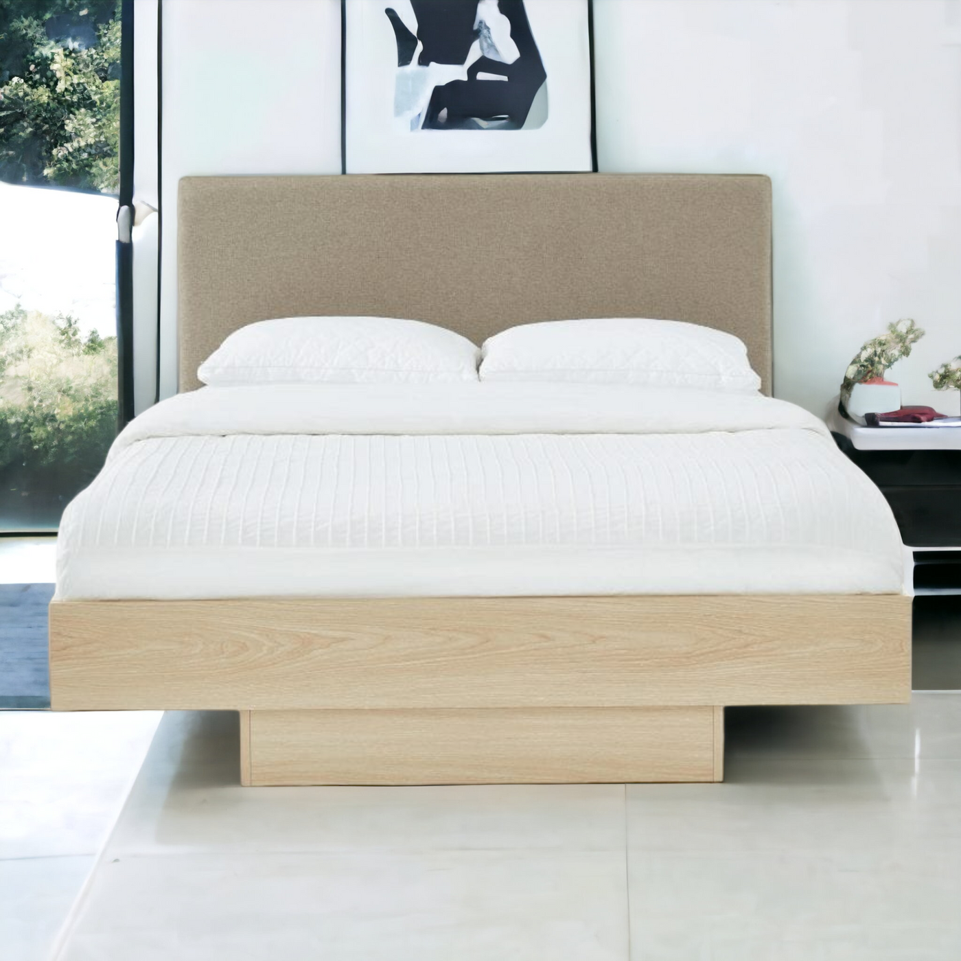 Dewaan Natural Oak Wooden Bed frame