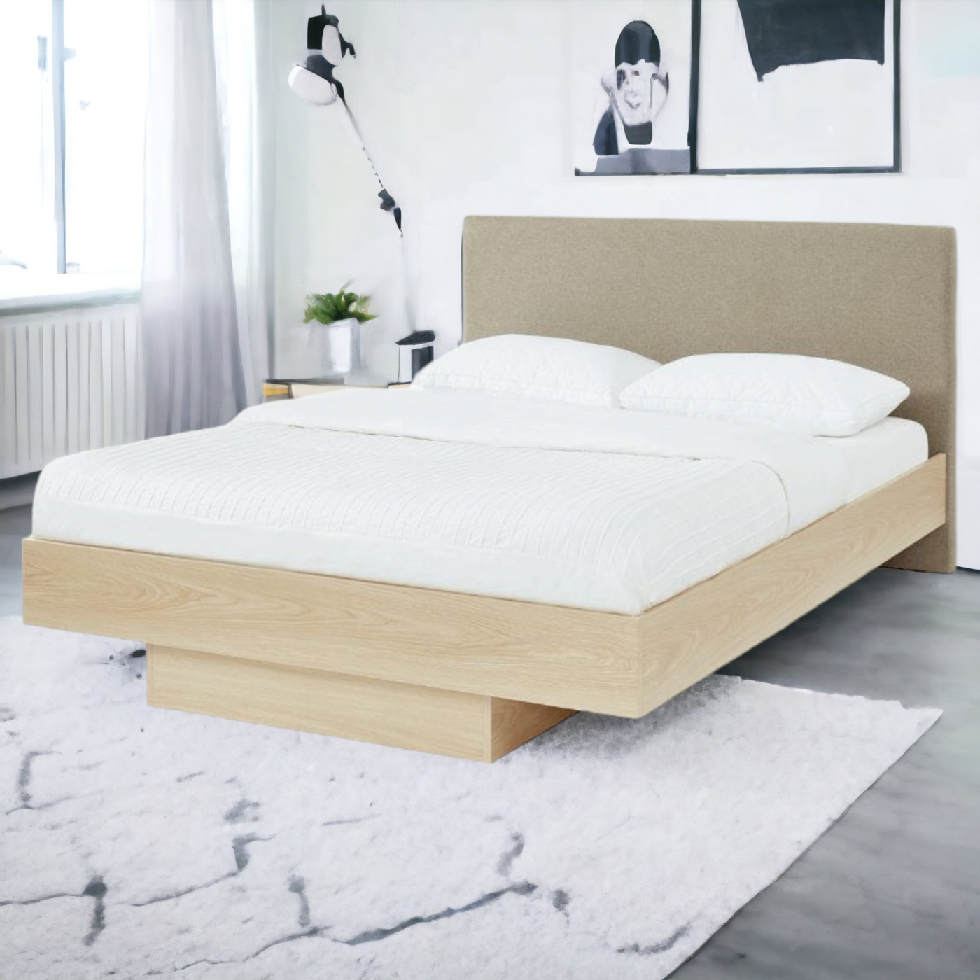 Dewaan Natural Oak Wooden Bed frame