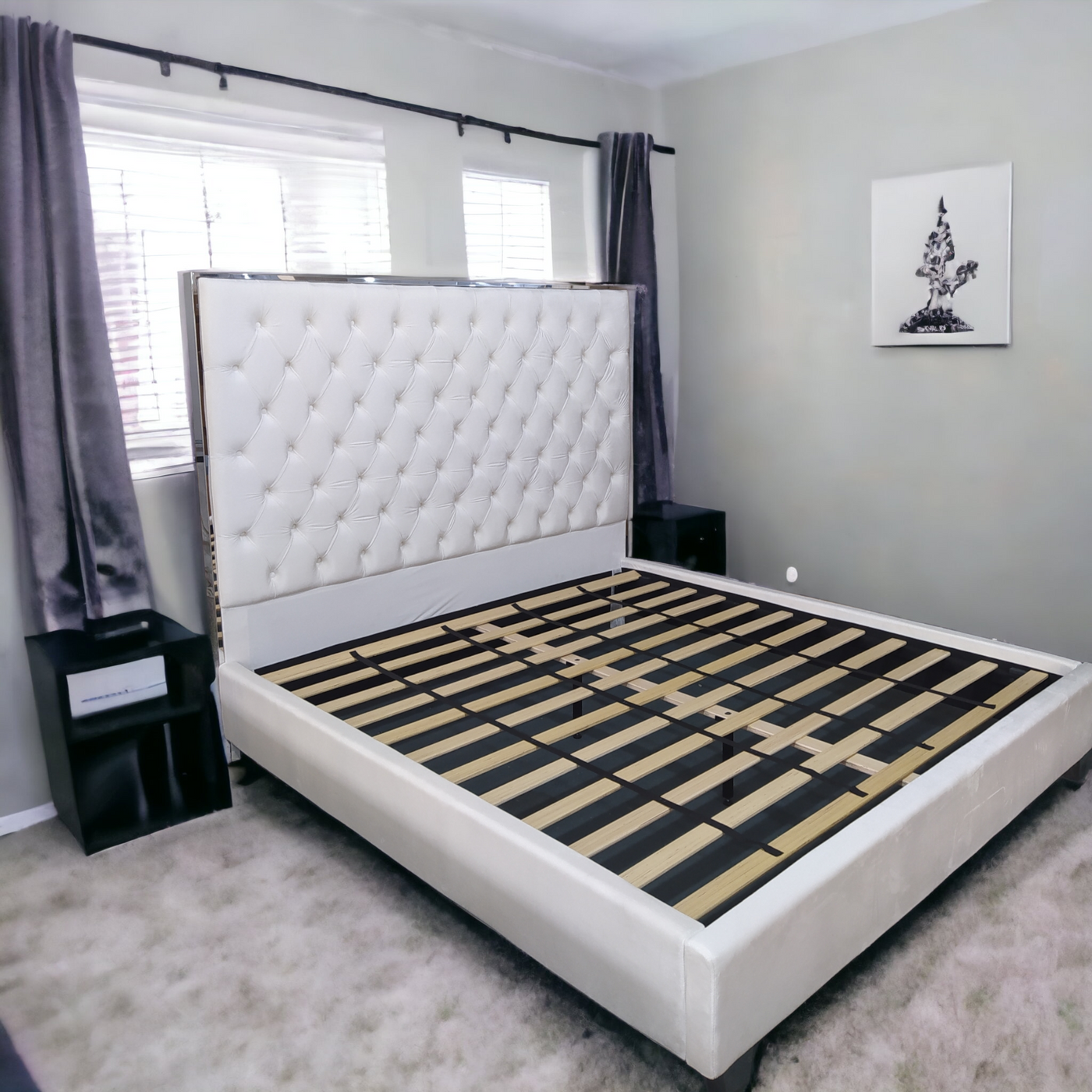 Zarina Luxury Bed Frame White King