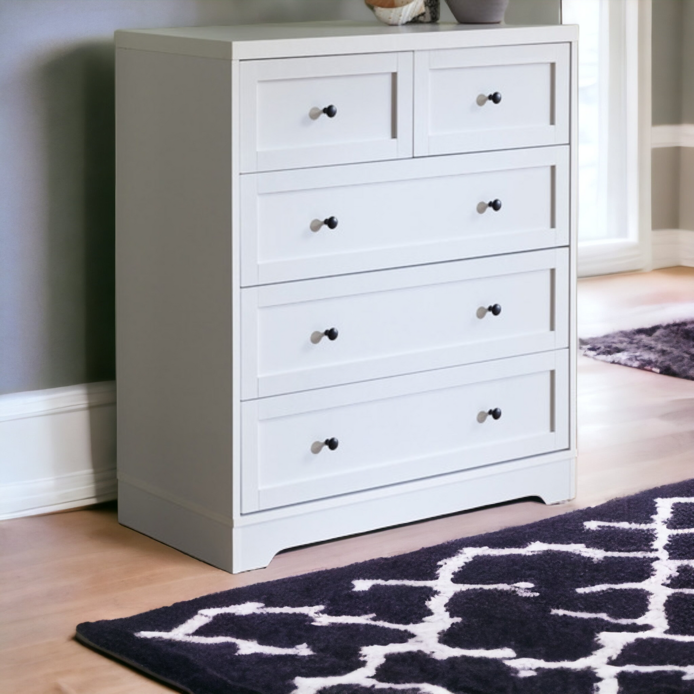 White Ekone 5 Drawer Chest