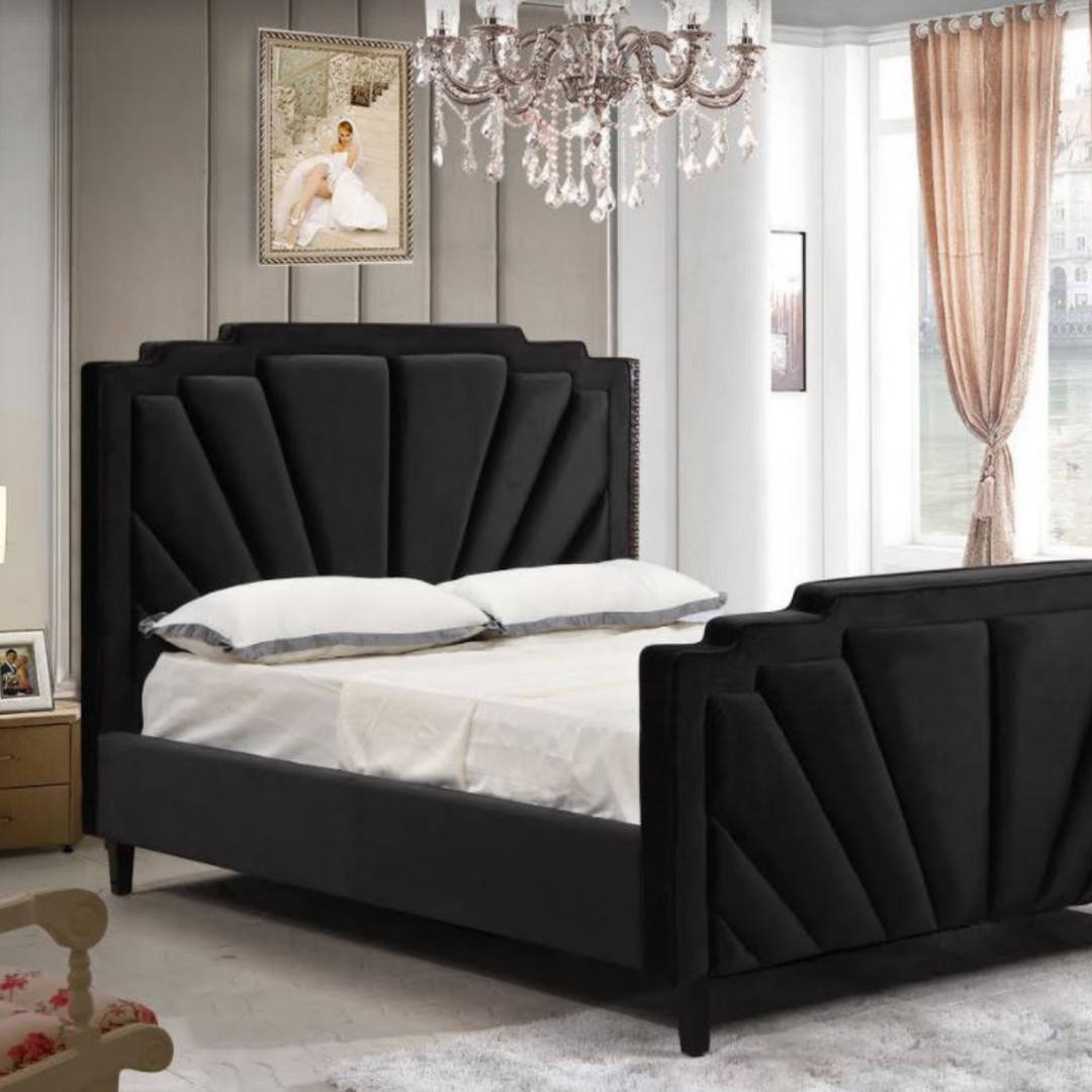 Excruz Luxury Style Upholstered Velvet Bed - Black – Modern Luxury Furniture – Furniture Valley Australia