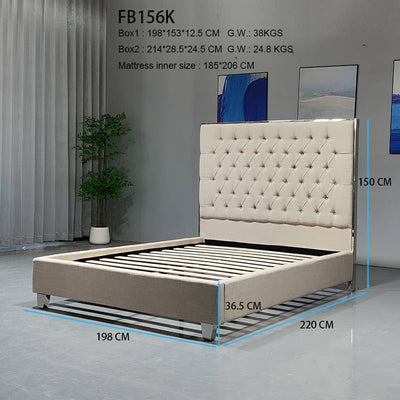 Libano Luxurious Linen Upholstered Bed Frame – Beige