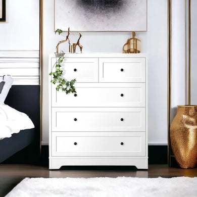 White Ekone 5 Drawer Chest Furniture Valley