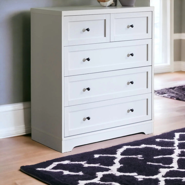 White Ekone 5 Drawer Chest Furniture Valley