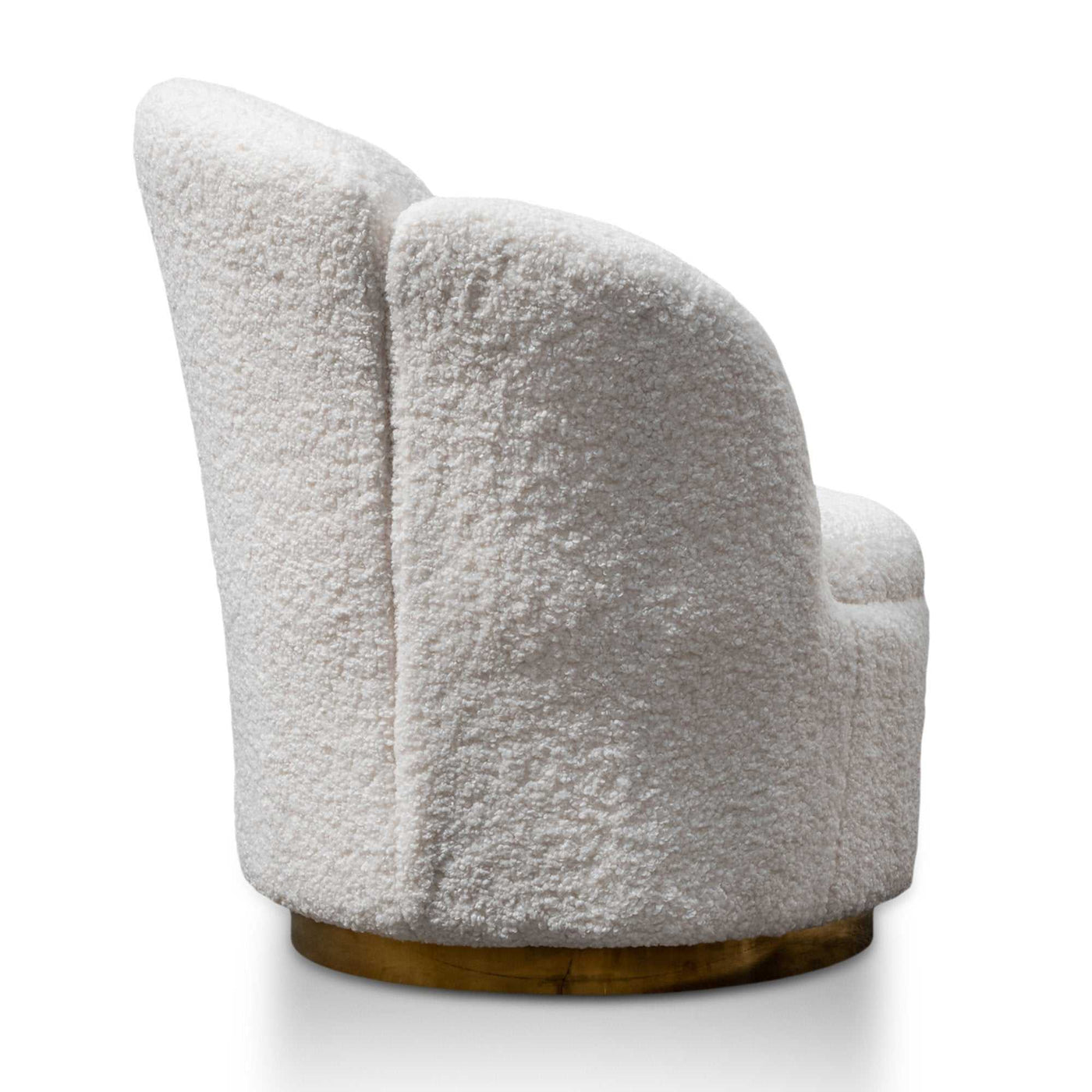 Lounge Chair - White synthetic wool Fabric with Brass Gold Base