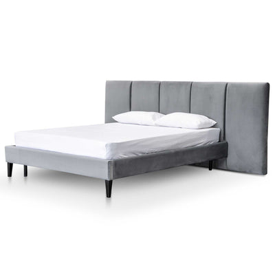 King Sized Bed Frame - Charcoal Velvet