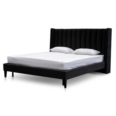 King Bed Frame - Black Velvet