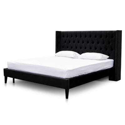 King Bed Frame - Black Velvet