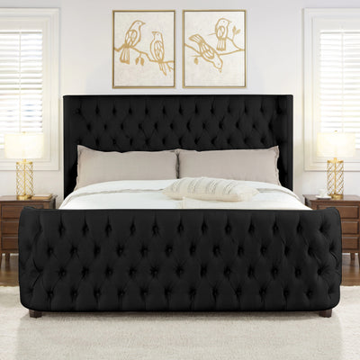 Ballina Luxury Bed Frame Velvet Upholstered Button Tufted- Wingback Style