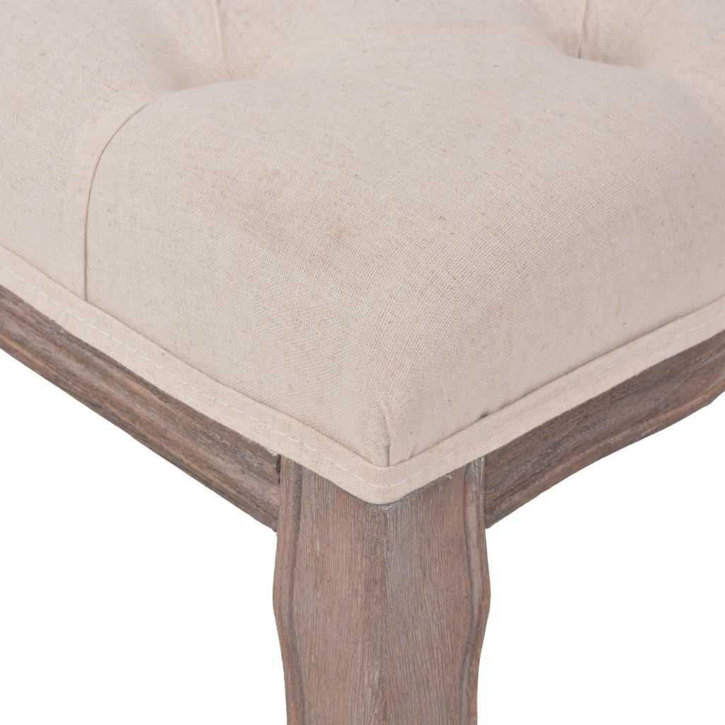 Bench Linen Solid Wood 110x38x48 cm Cream White