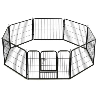 Dog Playpen 8 Panels Steel 80x60 cm Black