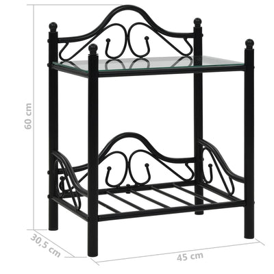 Bedside Tables 2 pcs Steel and Tempered Glass 45x30,5x60 cm Black