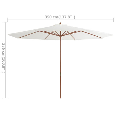 Outdoor Parasol with Wooden Pole 350 cm Sand White