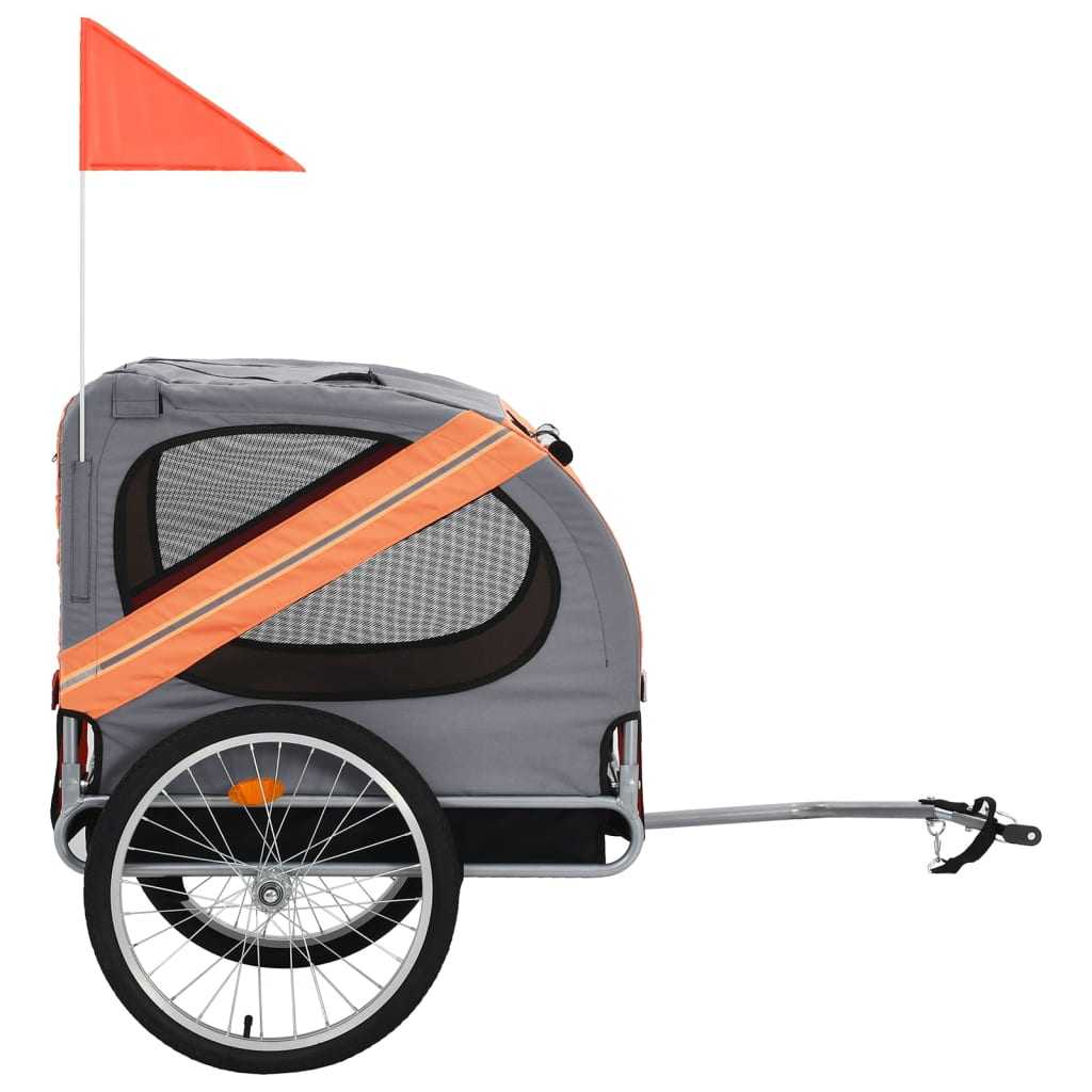 Dog Bike Trailer Orange & Grey