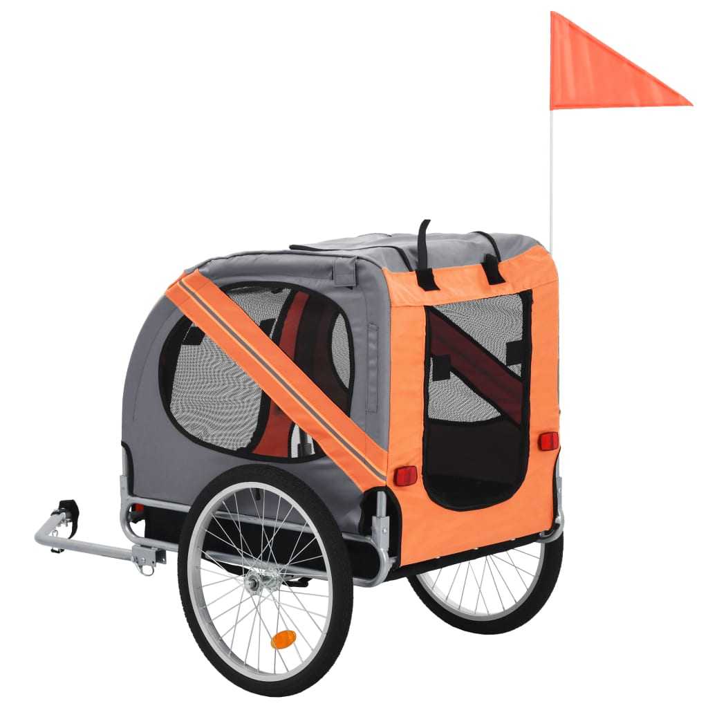 Dog Bike Trailer Orange & Grey