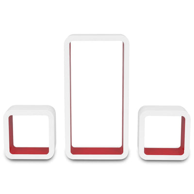 Wall Cube Shelves 6 pcs White and Red