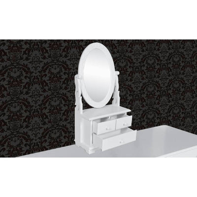 Vanity Makeup Table with Oval Swing Mirror MDF