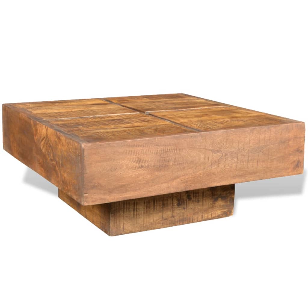 Coffee Table Brown Square Solid Mango Wood