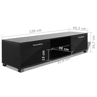 TV Cabinet High-Gloss Black 120x40.3x34.7 cm