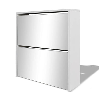 Shoe Cabinet 2-Layer Mirror White 63x17x67 cm