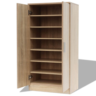 Shoe Cabinet 7 Shelves Oak