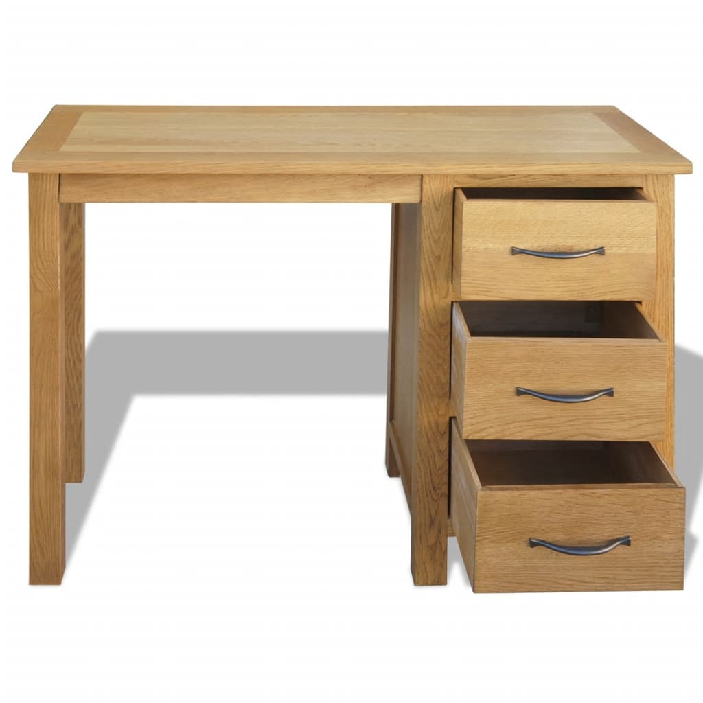 Desk with 3 Drawers 106x40x75 cm Solid Oak Wood