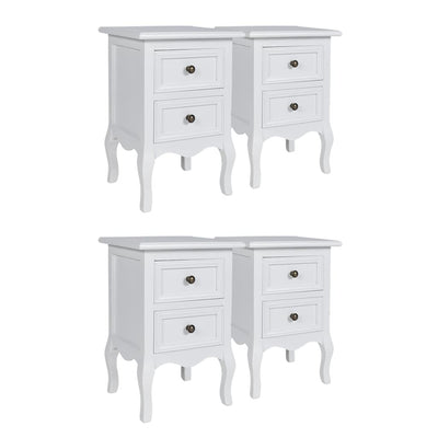 Nightstands 4 pcs with 2 Drawers MDF White