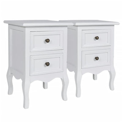 Nightstands 4 pcs with 2 Drawers MDF White