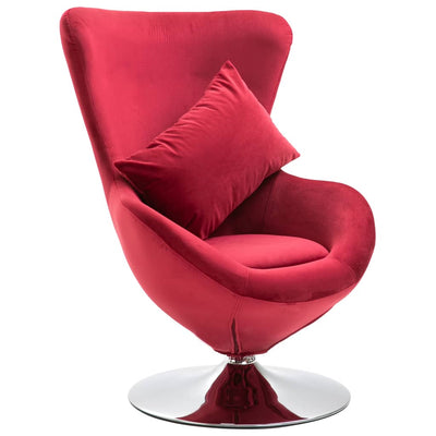 Swivel Egg Chair with Cushion Red Velvet