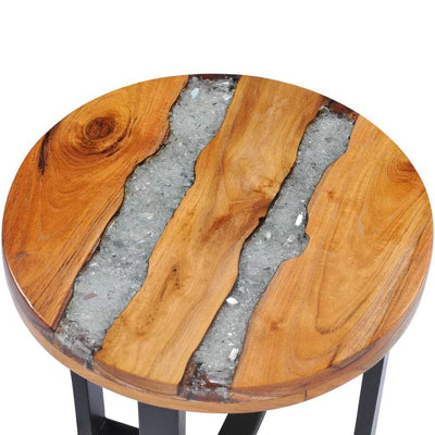 Coffee Table 40x45 cm Solid Teak Wood and Polyresin